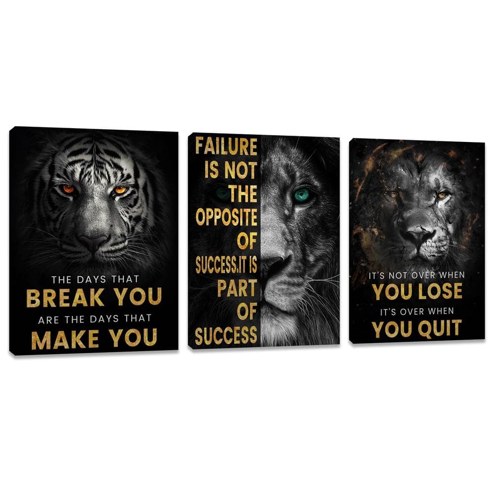 Pôsteres de decoração de parede Kuiluuye Motivational Canvas 36x40cmx3