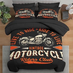 Conjunto de edredom Pamnest Live Vintage Motorcycle Twin Size