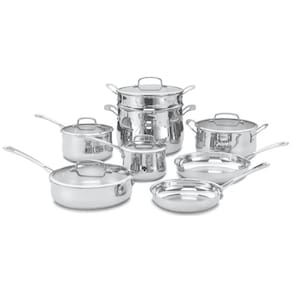 Conjunto de Panelas e Frigideiras com Tampas de Vidro Temperado Peças, Aço Inoxidável, CUISINART 44 13, Prateado