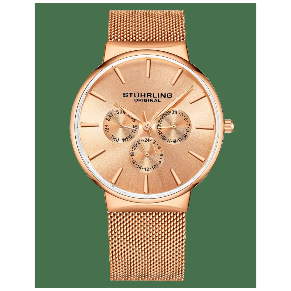 Relógio Masculino Stuhrling Monaco 3931 Quartzo 39mm, Ouro Rosa
