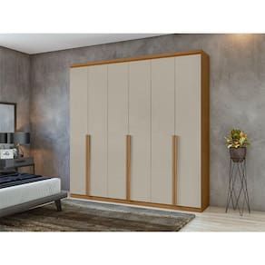 Guarda Roupa Casal Ambiente Alonzo 6 Portas Amêndoa Clean Off White - Lopas
