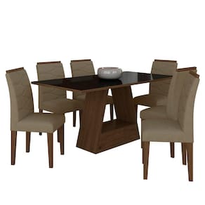 Mesa Com 6 Cadeiras 1,60 Vicenza Imbuia/preto/capuc - Móveis Arapongas