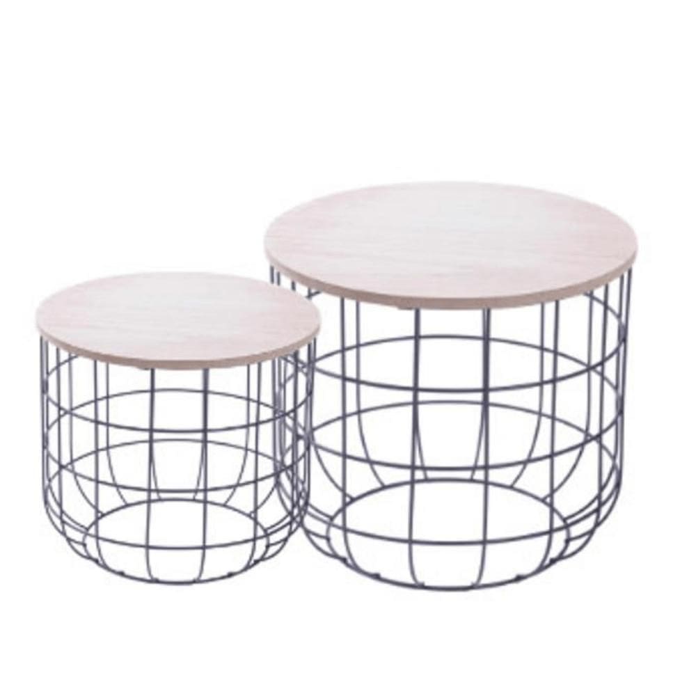 Conjunto Mesinha Atlas Preto Tampo Madeira Base Metal