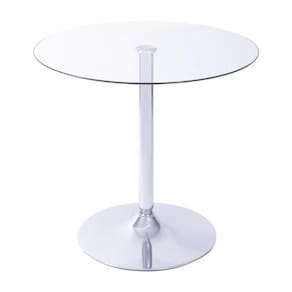 Mesa Apollo Redonda 70 cm (largura) Base Aço Cromado Tampo Vidro Temperado 73 cm (altura)