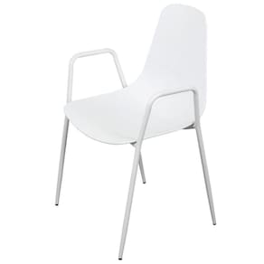 Cadeira com braço Abi Polipropileno Branco Base Metal