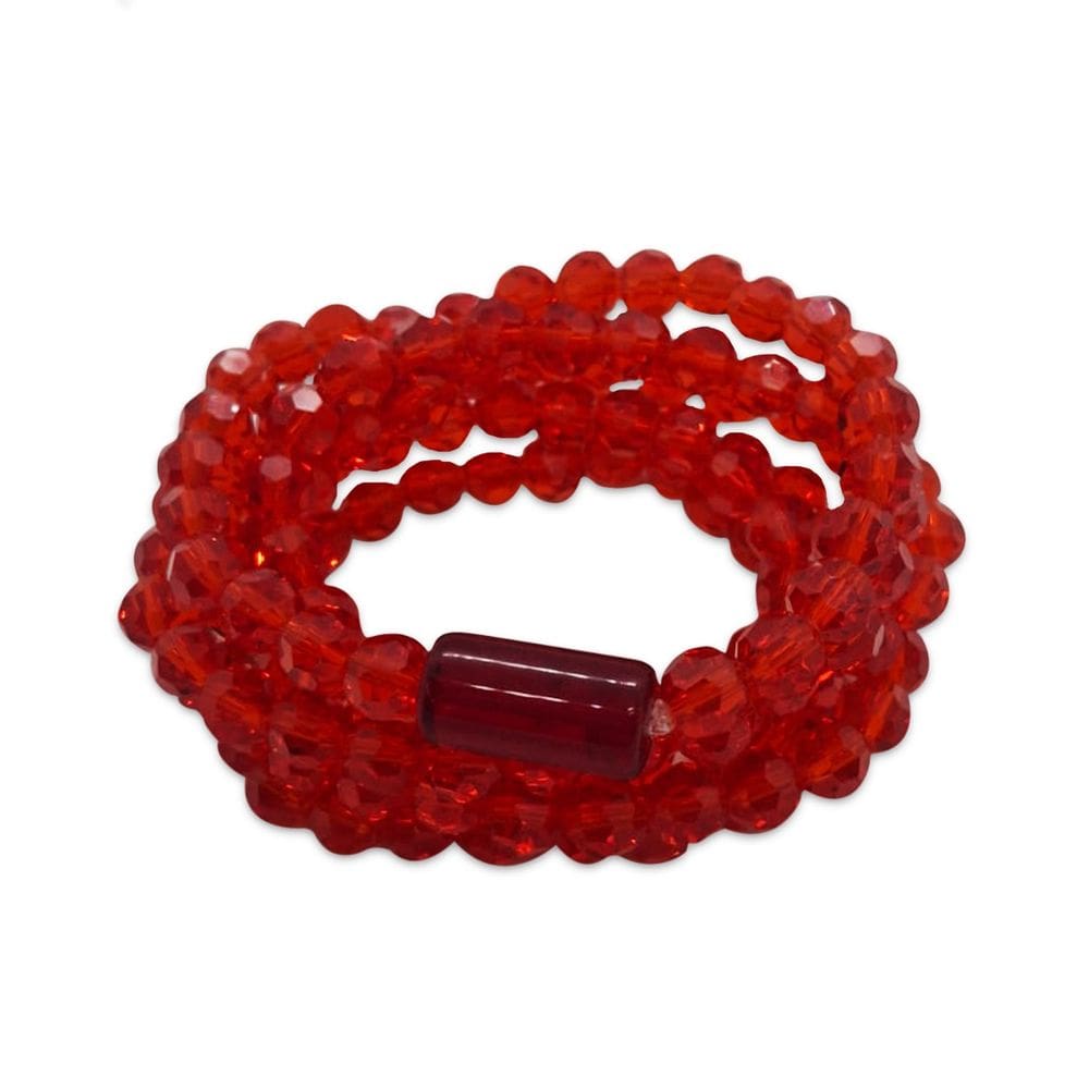 Guia Cristal 147 Contas Vermelha Cristal Transparente 60 cm