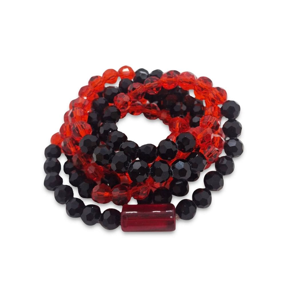 Guia Cristal 147 Contas Vermelha e Pretoa Exu 60 cm Umbanda