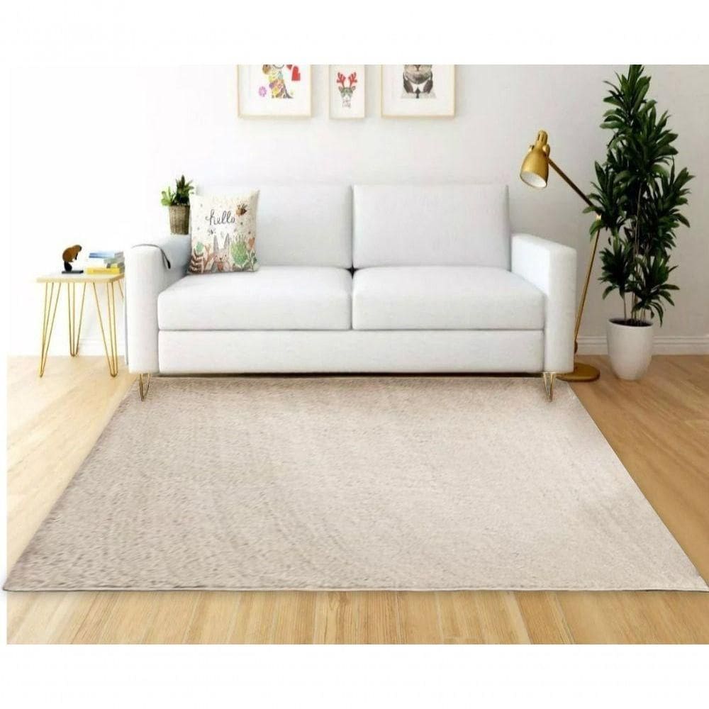 Tapete Sala Quarto 2,00x4,00 Gigante Pelo Super Macio Perola