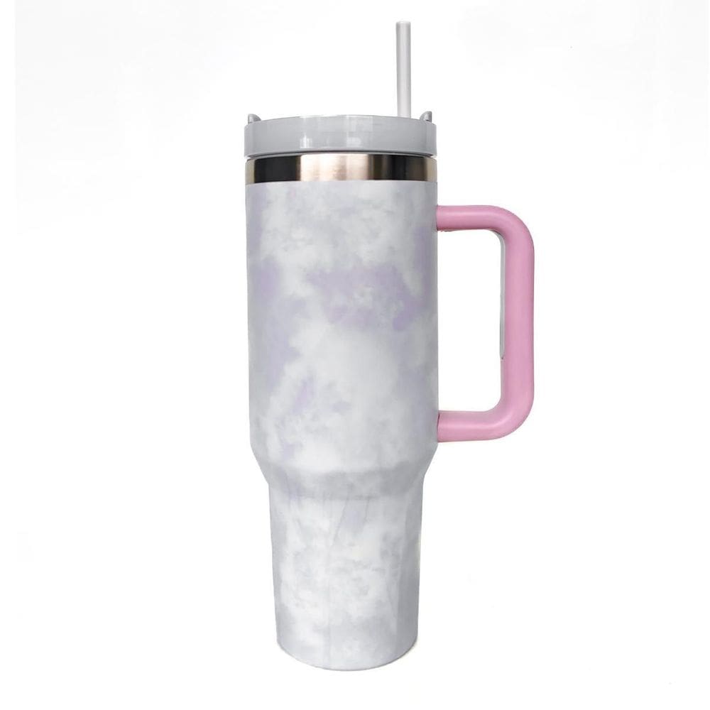 Copo Térmico Inox 1200Ml Com Tampa Canudo Quente Frio -Lilás