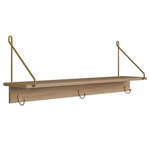 Cabideiro Com Prateleira Oslo Artesano 90 Cm (largura) Mdp Hanover Suporte Metálico Dourado