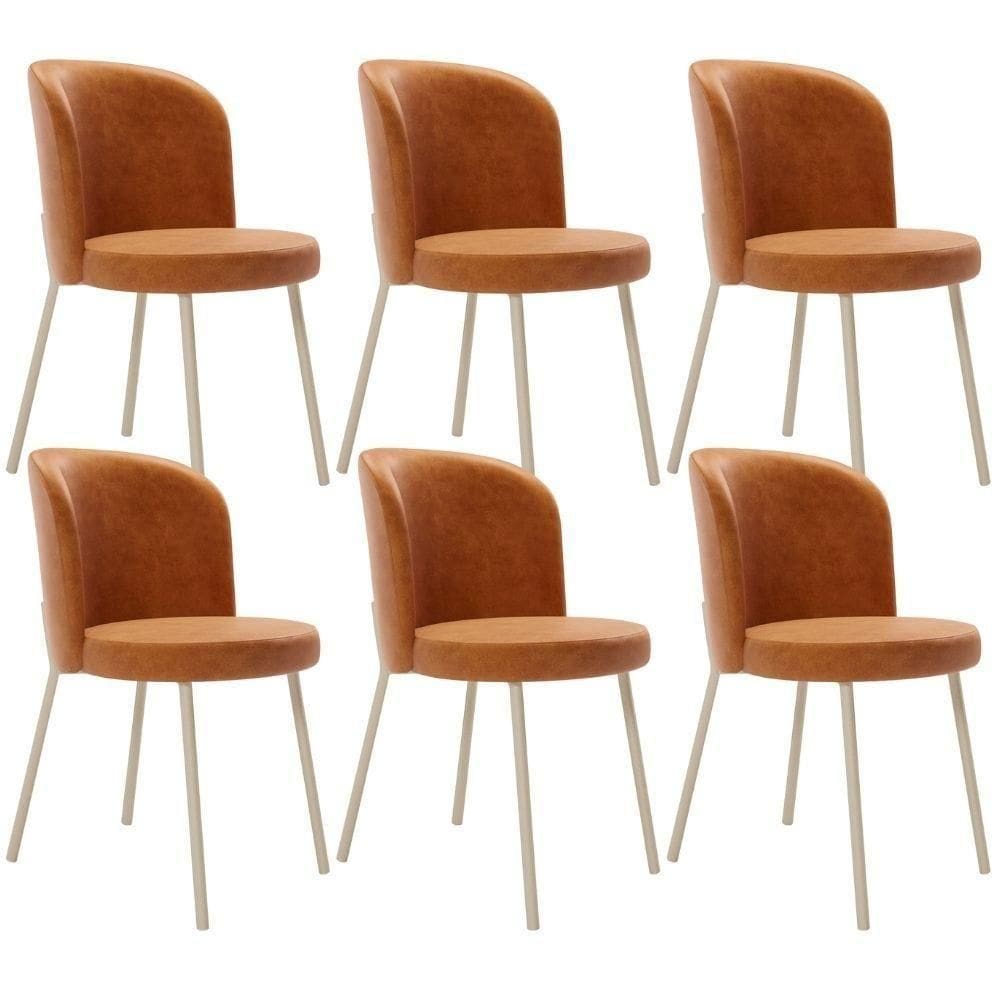 Kit 6 Cadeiras Sala De Jantar Estofada Gavi Arena L02 Couríssimo Canela Lyam Decor