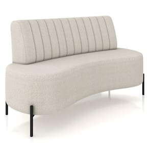 Sofá Chaise 2 Lugares Sala Living 160cm Pés Industrial Cayman K01 Bouclê Bege Lyam Decor