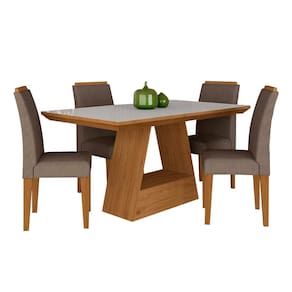 Mesa Com 4 Cadeiras 1,36 ávila Cina/off White/capuc - Móveis Arapongas