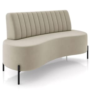 Sofá Chaise 2 Lugares Sala Living 160cm Pés Industrial Cayman K01 Veludo Bege Lyam Decor