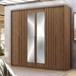 Guarda Roupa 6 Portas Espelho Israel Jatoba