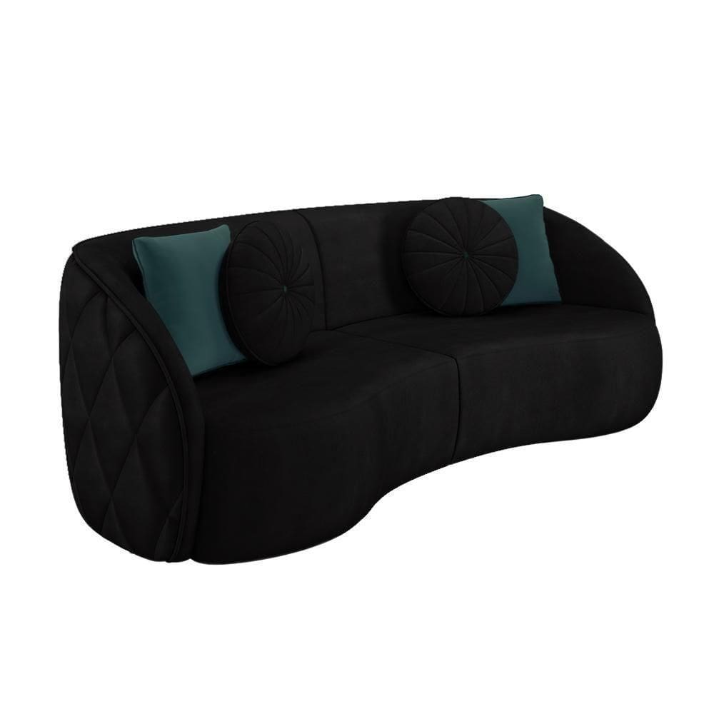 Sofá 3 Lugares Para Sala Living Olimpo 240 Cm M03 Veludo Preto Lyam Decor