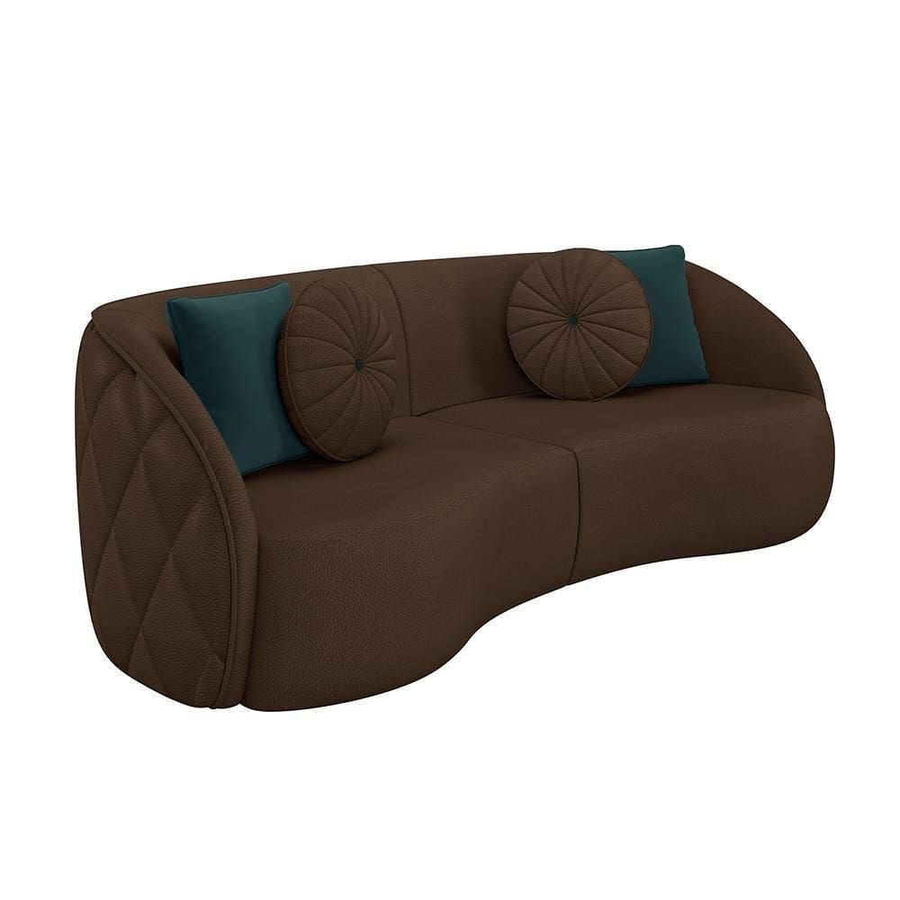 Sofá 3 Lugares Para Sala Living Olimpo 240 Cm M03 Couríssimo Marrom Lyam Decor