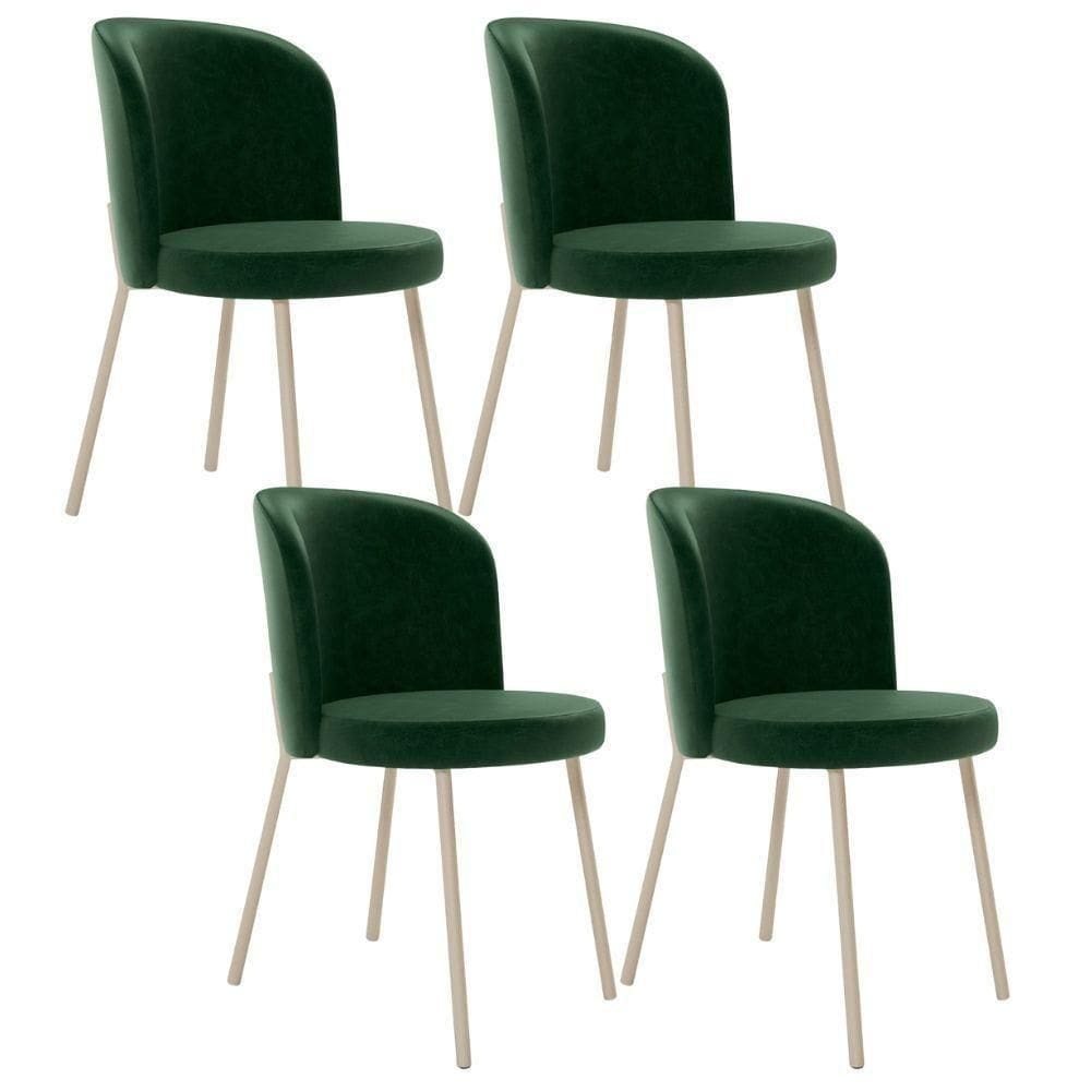 Kit 4 Cadeiras Sala De Jantar Estofada Gavi Arena L02 Couríssimo Verde Musgo Lyam Decor