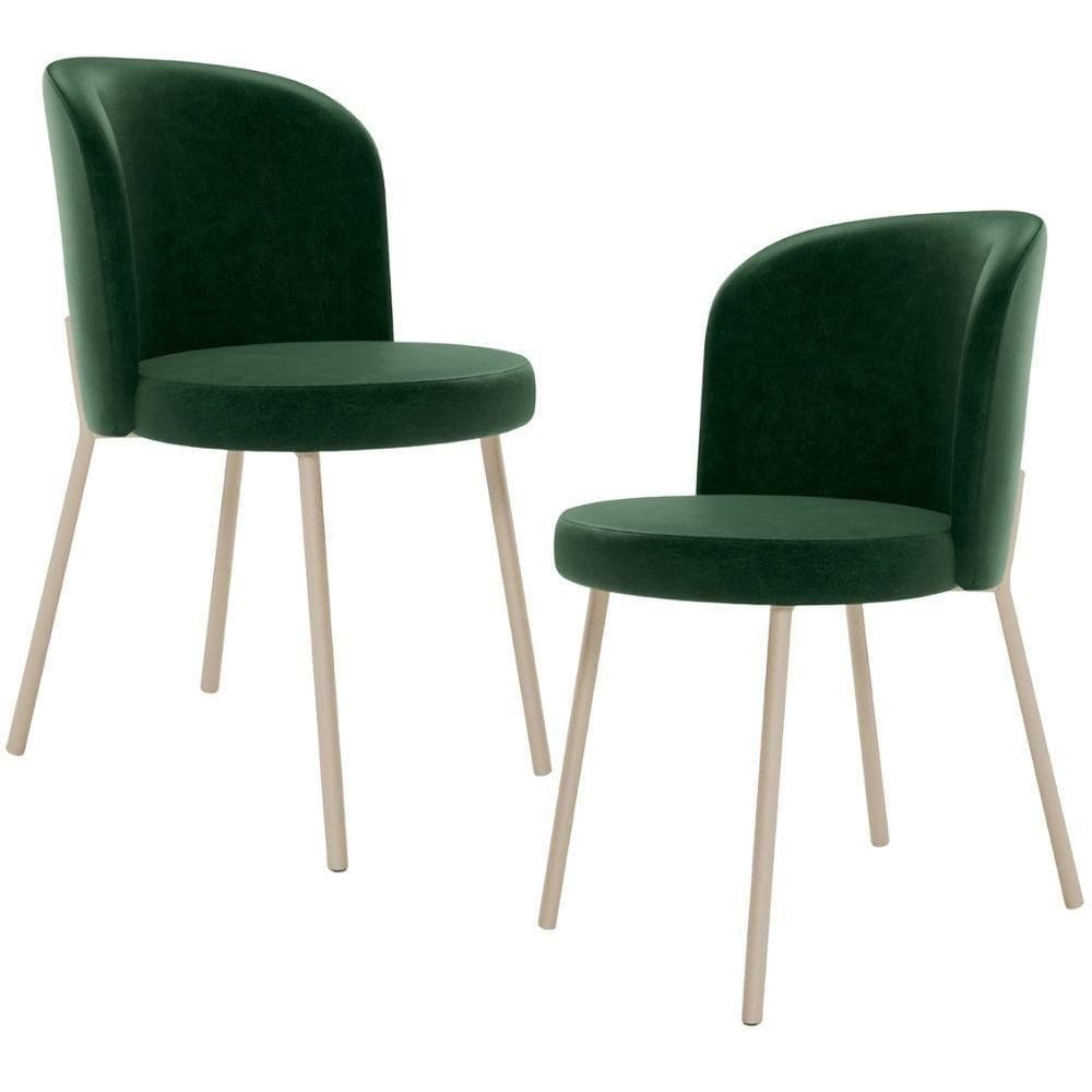 Kit 2 Cadeiras Sala De Jantar Estofada Gavi Arena L02 Couríssimo Verde Musgo Lyam Decor