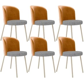 Kit 6 Cadeiras Sala De Jantar Estofada Gavi Arena L02 Couríssimo Whisky Pied Poule Lyam Decor