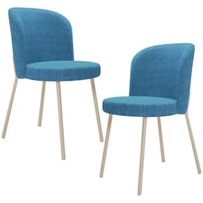 Kit 2 Cadeiras Para Sala De Jantar Cozinha Estofada Gavi Arena L02 Linho Azul Lyam Decor