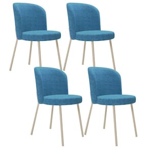 Kit 4 Cadeiras Para Sala De Jantar Cozinha Estofada Gavi Arena L02 Linho Azul Lyam Decor
