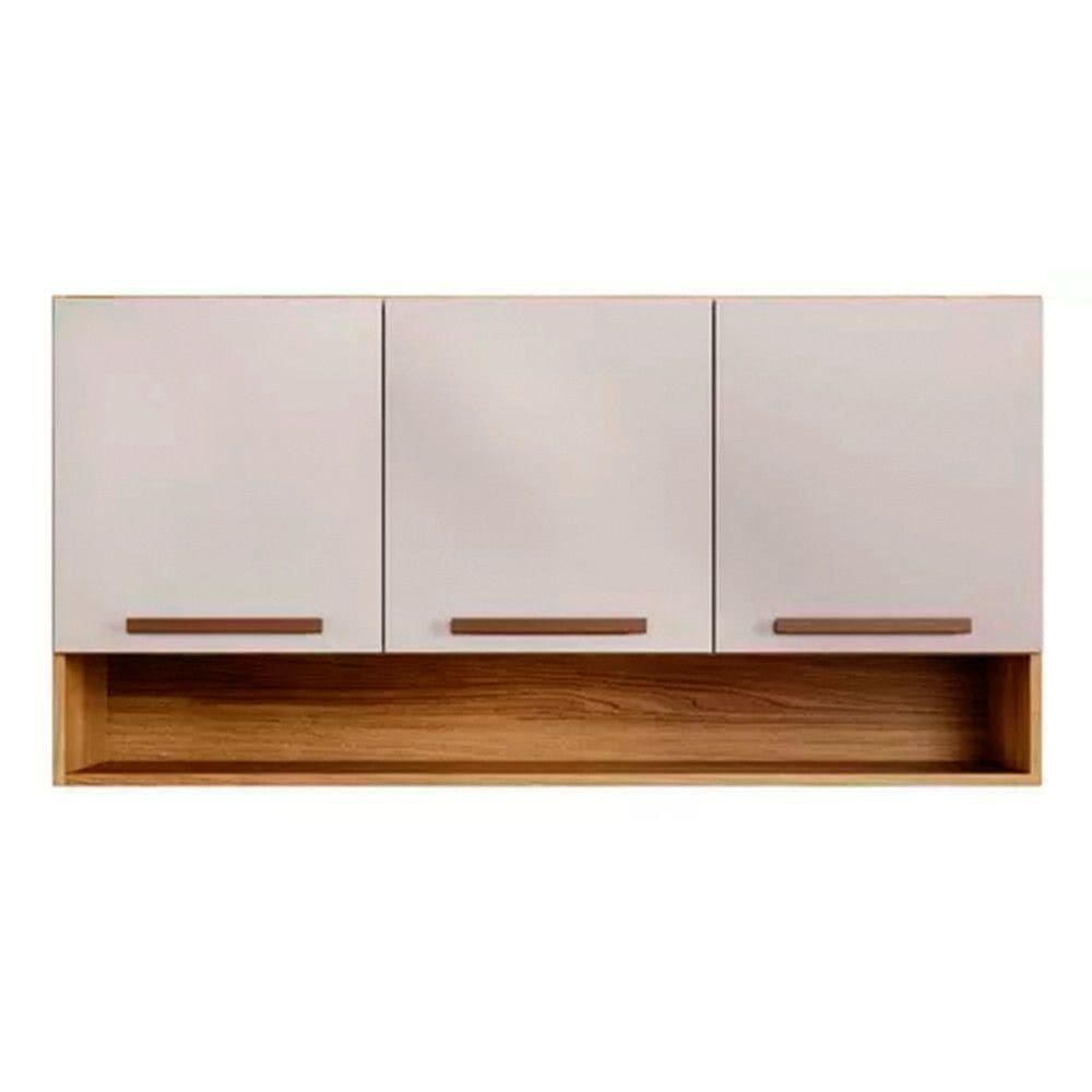 Armário De Cozinha Aéreo New 3 Portas Com Nicho Arte Móveis Cinamomo Off