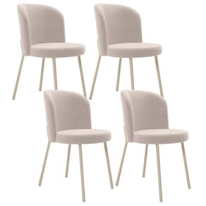 Kit 4 Cadeiras Sala De Jantar Estofada Gavi Arena L02 Suede Bege Lyam Decor