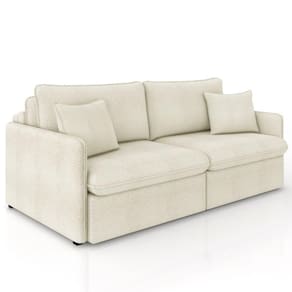 Sofá Cama Retrátil Para Sala De Estar 174cm Una K01 Bouclê Bege Lyam Decor