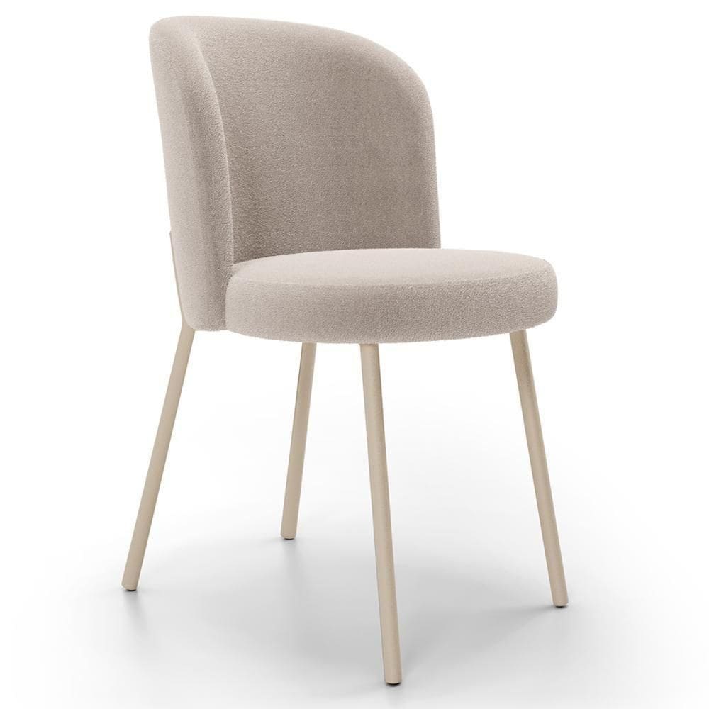 Cadeira Para Sala De Jantar Cozinha Estofada Gavi Arena L02 Bouclê Creme Lyam Decor