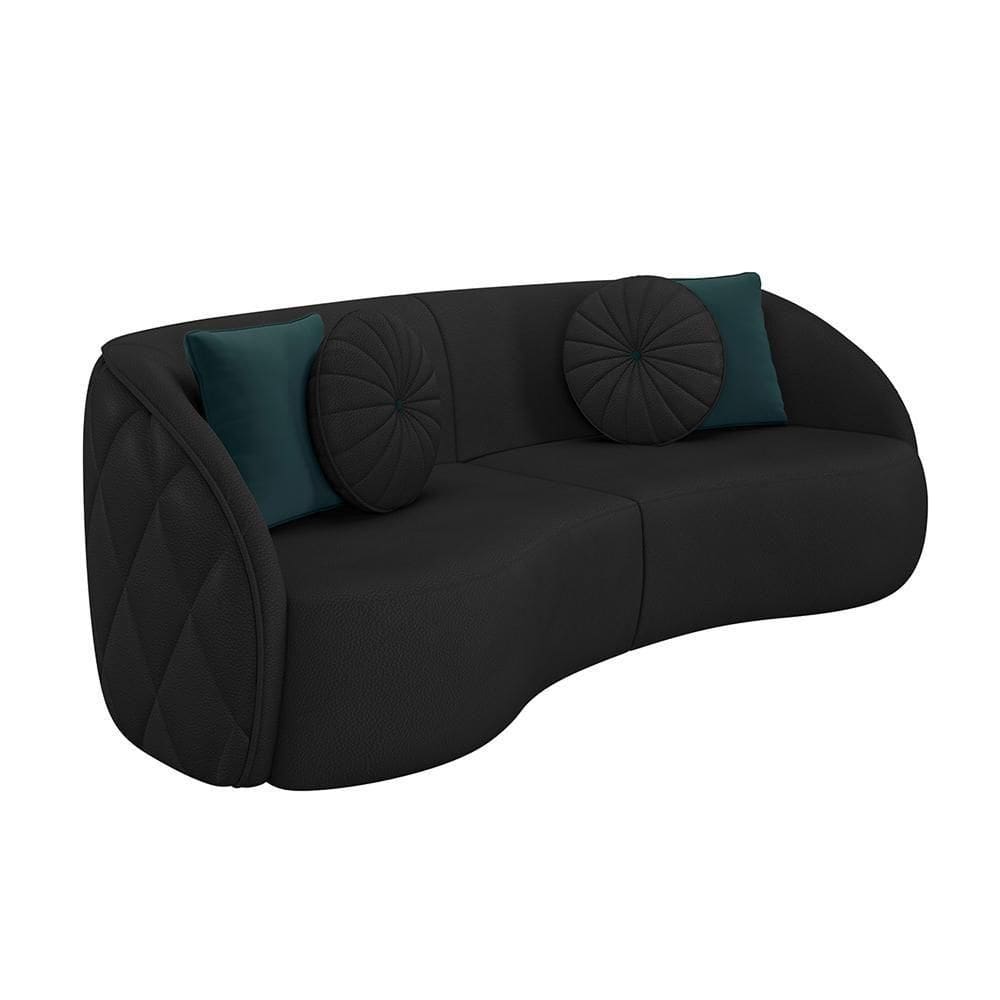 Sofá 3 Lugares Para Sala Living Olimpo 240 Cm M03 Couríssimo Preto Lyam Decor