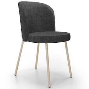 Cadeira Para Sala De Jantar Cozinha Estofada Gavi Arena L02 Linho Cinza Escuro Lyam Decor