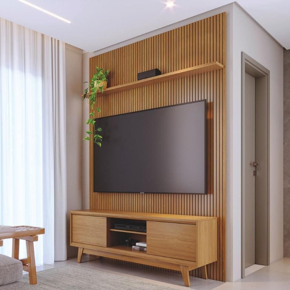 Conjunto Painel E Rack Moonshadow Cumaru