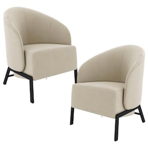 Kit 02 Poltronas Para Sala Living Pés Industrial Sierra K01 Veludo Bege - Lyam Decor