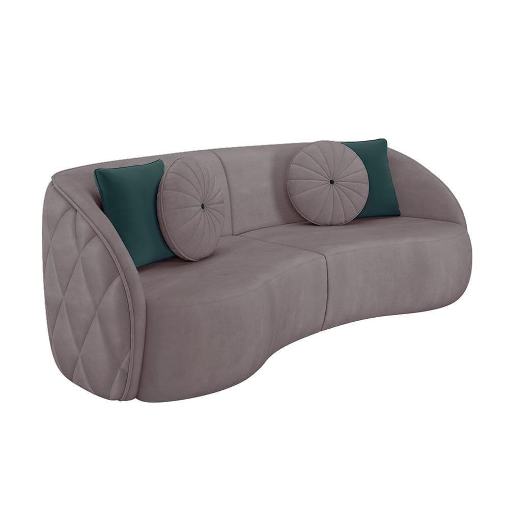 Sofá 4 Lugares Para Sala Living Olimpo 318 Cm M03 Veludo Rosê Lyam Decor
