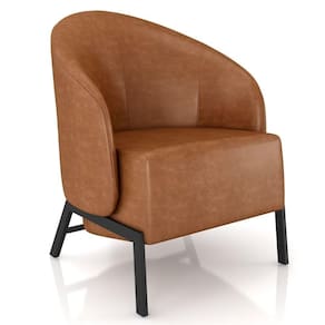 Poltrona Decorativa Para Sala Living Pés Industrial Sierra K01 Couríssimo Whisky - Lyam Decor
