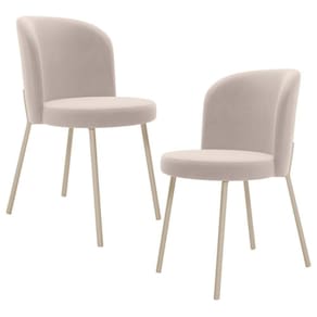 Kit 2 Cadeiras Sala De Jantar Estofada Gavi Arena L02 Suede Bege Lyam Decor