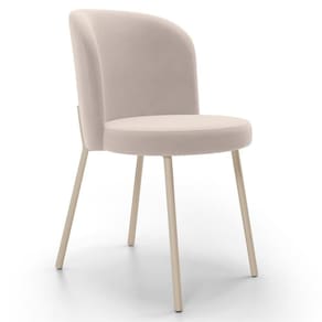 Cadeira Para Sala De Jantar Cozinha Estofada Gavi Arena L02 Suede Bege Lyam Decor