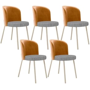 Kit 5 Cadeiras Sala De Jantar Estofada Gavi Arena L02 Couríssimo Whisky Pied Poule Lyam Decor