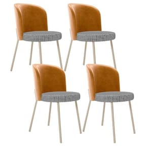 Kit 4 Cadeiras Sala De Jantar Estofada Gavi Arena L02 Couríssimo Whisky Pied Poule Lyam Decor