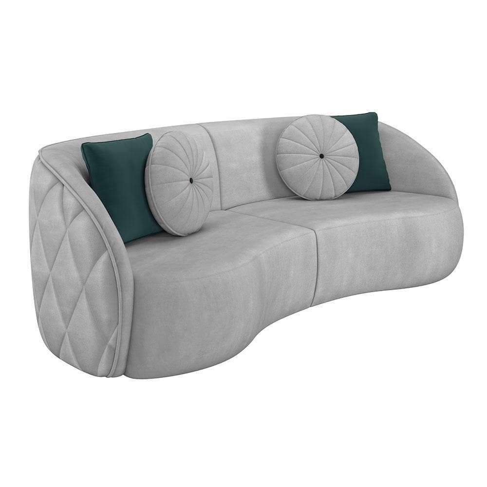 Sofá 3 Lugares Para Sala Living Olimpo 288 Cm M03 Veludo Cinza Claro Lyam Decor