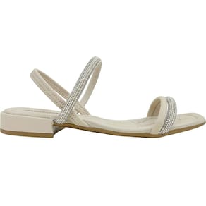 Sandália Feminina Casual Básica Dia a Dia Passeio Trabalho com Strass Salto Baixo Conforto Mississipi Mc612