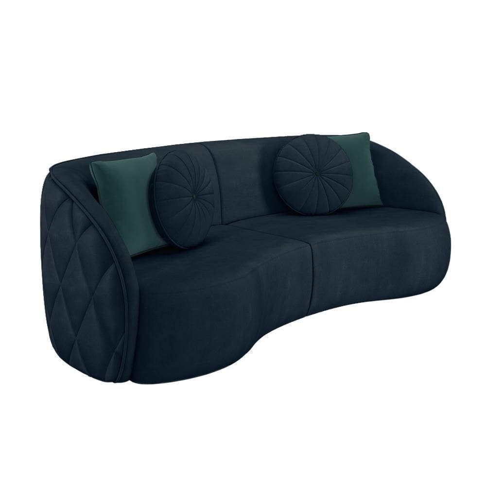 Sofá 3 Lugares Para Sala Living Olimpo 288 Cm M03 Veludo Marinho Lyam Decor
