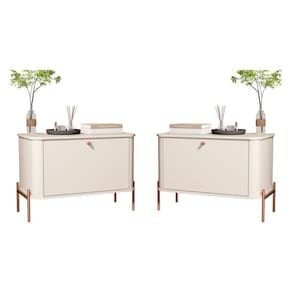 Conjunto Mesa De Cabeceira Albania Off White Bronze