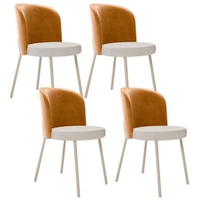 Kit 4 Cadeiras Sala De Jantar Estofada Gavi Arena L02 Couríssimo Whisky Linho Cru Lyam Decor