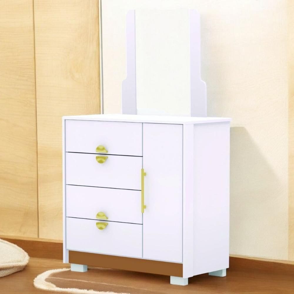 Cômoda Sapateira 4 Gavetas Espelho Paraguai Branco Camarim