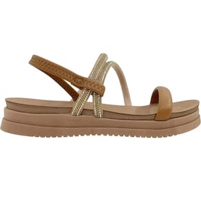 Sandália Feminina Papete Flatform Casual Dia a Dia Passeio Trabalho com Tiras em Strass Conforto Mississipi Mc365