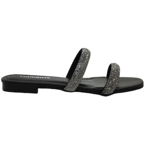 Tamanco Feminino Rasteira Casual Dia a Dia Passeio Trabalho com Strass Conforto Via Marte 113-011