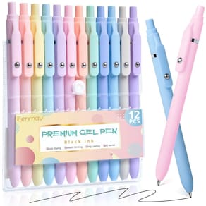 Canetas de gel Fenmay de 0,5 mm, tinta preta de ponta fina, 12 unidades