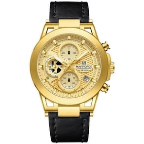 Relógio Analógico Design Esportivo Impermevel À Prova Da Água Pulseira Em Couro Ecológico Dourado